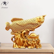 Fenteer Feng Shui Prosperity Arowana Fish Statue, Lucky Fish for Living Room And