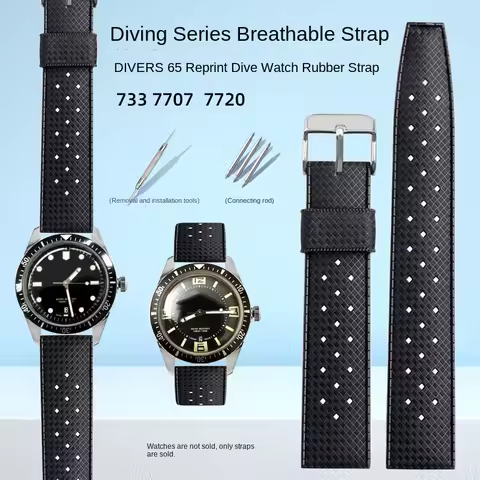 For ORIS DIVERS series 7707 7720 65 year replica diving watch rubber watch strap 20mm 22mm Breathabl