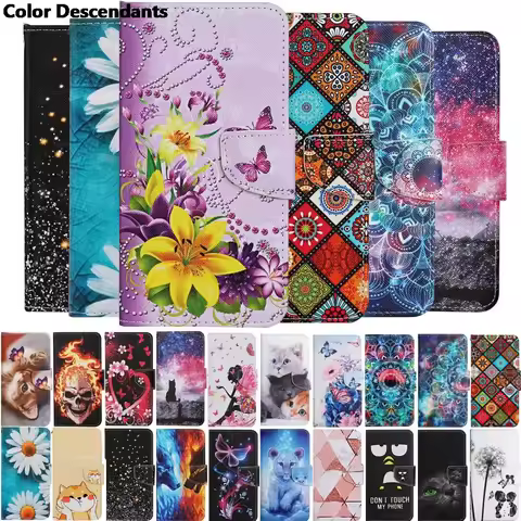 Painted Leather Case For Samsung Galaxy S8 S9 S10 S22 Plus Ultra Flip Wallet Card Slot Holder Phone 