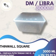 PROMO / TERMURAH Thinwall Square DM/Libra 3000ML - 25Pcs TERBAIK