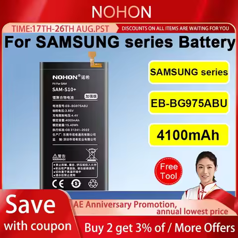 NOHON Battery For Samsung Galaxy S20 Ultra S10E S9 S8 Plus Note 8 10 Plus S10 Plus S21 FE S7 Edge S6