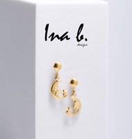 Ina B. Designs - The Luna - US 10K Gold Drop Earrings Non-Tarnish Hypoallergenic Made in USA