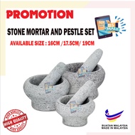 16cm/17.5cm/19cm Granite Stone Mortar And Pestle Kitchen / Penumbuk Lesung Batu