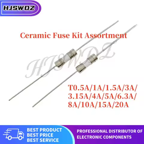 10/PCS 3.6*10MM T10A T1.5A T3.15A T1A T6.3A T5A T4A T3A T20A T8A T15A T0.5A Ceramic Fuse Kit Assortm
