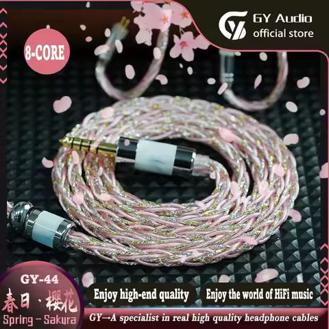 GY HiFi-44 Sakura 7N OCC+Silver Plated+Alloy Copper Earphone Audio Cable 3.5mm/4.4mm MMCX 2Pin IE900