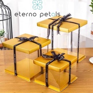 Gold BOX Hantaran  PVC transparent gift box / Cake box/ Kotak kek| Emas kotak hantaran wholesale sup