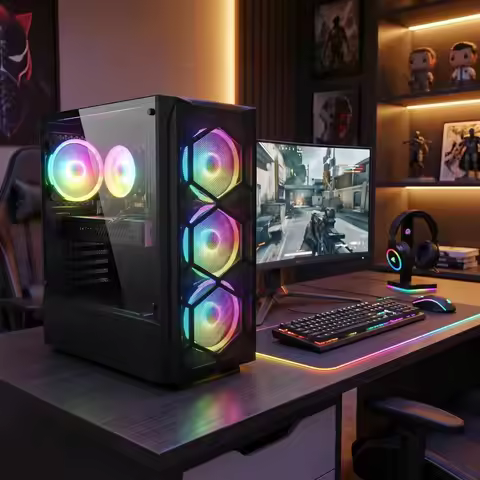 Gaming Desktop PC with Radeon RX 580 8G Intel Core i7 16GB RAM 1TB SSD WiFi 6 BT 5.0 RGB Fans Window