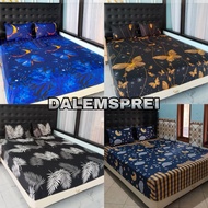 2 | DS DS | DOUBLE RUBBER BED SHEET SET WITH MODERN MOTIFS, PILLOWCASE SET, BOLSTER CASES, SIZE 120 