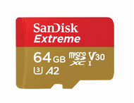 SanDisk Extreme microSDXC SQXAH 64GB V30 U3 C10 A2 UHS-I 170MB/s R 80MB/s W 4x6 Lifetime Limited ME6