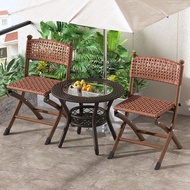 Rattan chair household foldable plastic dining chair leisure single backrest dining table small stool rattan chair outdoor Mazar