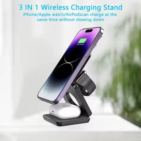 3 in 1 Magnetic Wireless Charger Stand For Macsafe iPhone16 15 14 13 12 Apple Watch 8 7 6 Airpods Pr