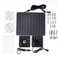 15W 12V Solar Powered Fan Kit IP65 Waterproof Solar Panel Exhaust Fans Solar Panel Kit with Dual Fan