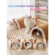 Cat nest pet bed，Fun Play Sleep Integrated Tunnel Cat Nest, Elk Cat Tunnel Cat Nest, Hide and Seek C
