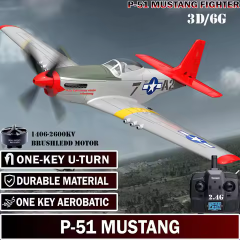 Top 5CH RC Plane P51D Mustang 2.4GHz 3D/6G Fixed-wing Aircraft Easy to Fly RTF Brushless Motor Fight