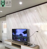 Wallpaper Dinding Ruang Tamu Motif Marmer Putih Elegan