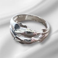 92.5% Pure Silver Dolphin Pattern 2 Pieces Good Meaning Smooth Weight Half Baht Handmade Work T.khlo