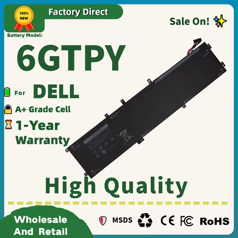 Factory Direct! 6GTPY 97WH Laptop Battery For DELL XPS 15 9570 9560 7590 For DELL Precision 5520 553