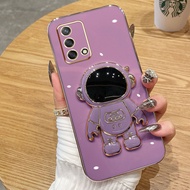 AnDyH 2022 New Design For OPPO A74 4G F19 F19S 4G A95 4G Reno 6 Lite 4G Case Luxury 3D Stereo Stand Bracket Astronaut Fashion Cute Soft Case