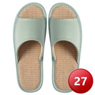 Four Seasons Linen Genuine Leather Slippers-Light Green (27) [Big Buyer]