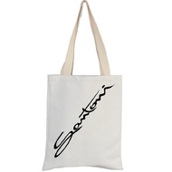 Ready Stock Fashion  Canvas Bag with Zip Tuition Bag Shopping Bag Cartoon Bags Men Women Shoulder 78