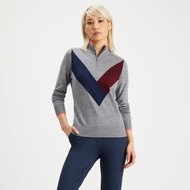 [G/FORE] MULTI V 1/4 ZIP SWEATER Ladies Merino Wool One Quarter Zipper Gray