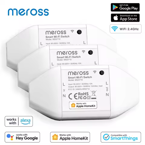 Meross HomeKit Smart WiFi Switch, Smart DIY Switch, Works with HomeKit, Siri, Alexa, Google Assistan