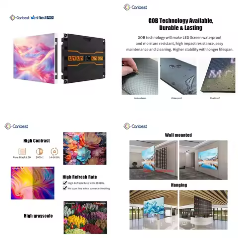 for Canbest Fiw P1.8 P2.5 Gob LED Video Wall Screen 150inch 1000sqm Stock Indoor Display Modern Meet