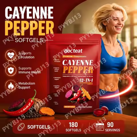Docteat Cayenne Pepper Softgels with Beetroot Hawthorn Berberine Ginseng and Turmeric Botanical Blen