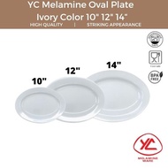 YC Melamine Oval Plate Ivory Color Plate 10“ 12” 14“