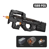 Trò chơi Quân sự Series P90 Submachine Xây dựng khối MOC Kỹ thuật Động cơ Liên kết Bullet Gun Mô hìn