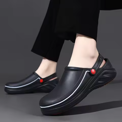 Men's Non-Slip, Waterproof, Oil-Proof Chef's Shoes, Soft-Soled, Lightweight, Wear-Resistant Work Sho