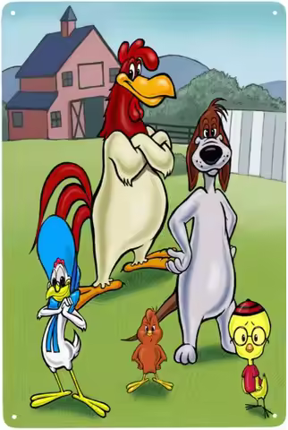 Foghorn Cartoon Leghorn Anime Metal Tin Sign Cartoon Wall Sign 8 x 12 in Art Poster Plaque For Decor