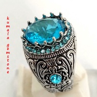 Cincin Batu Akik Blue Topaz Biru Laut - MG446 - 7