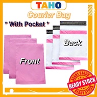 Pink Courier Bag with Pocket Flyers Courier Parcel Bag Beg Kurier Parcel Bag Pink