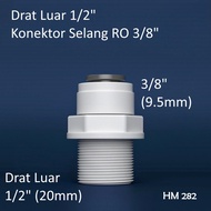 Flhm 282 New Version Without Blue Clip - 1/2''' Outer Thread RO Fittings - 3/8'' Hose - Outer Drat Sok (SDL) Pump 1/2'' Inch Drat x 3/8''' Inch Hose - Fitting Straight Reverse Osmosis RO Pump