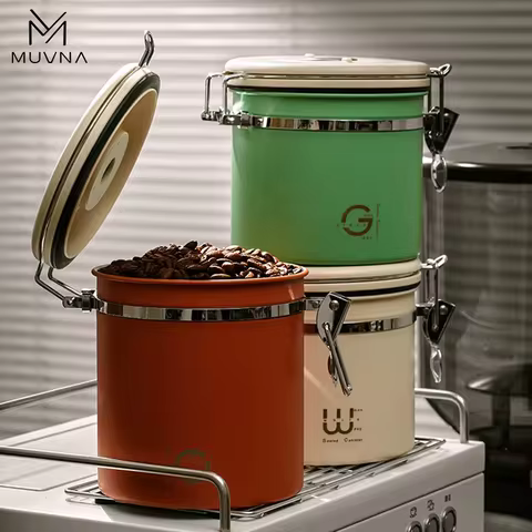 MUVNA Coffee Bean Storage Canister-Large 8/17/26oz,Beans Container with Date-Tracker,CO2-Release Val