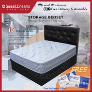 A77 Bed Frame | Frame + 10" Mattress Bundle Package | Single/Super Single/Queen/King Storage Bed | Divan Bed