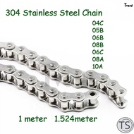 TS Single Row Chain 304 Stainless Steel 04C 05B 06B 08B 06C 08A 10A 1/1.524Meter Drive Chain Roller 