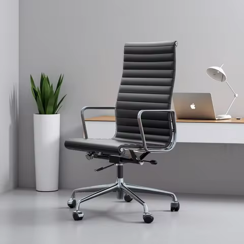 High Back Classic Genuine Leather Office Chair Ergonomic Office Chair Adjustable Swivel Leather Comp