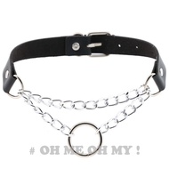 F/Trap Girl/Dark Necklace/Necklace/Ring Necklace/Ring Chain/Europe America/choker/Leather Necklace/L