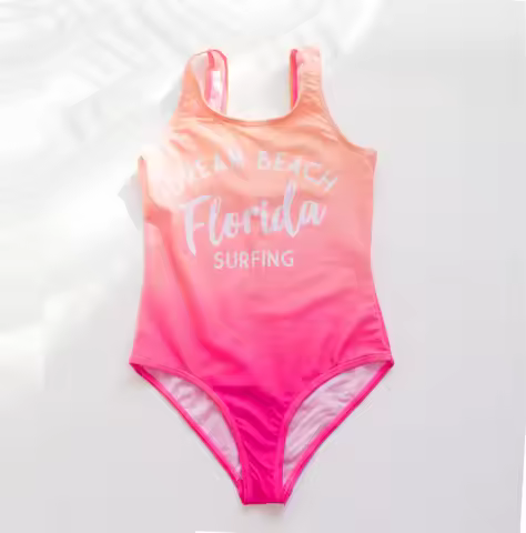 7-14Year Gradient Kids Girls Swimsuit Teenager Swimming Suit Cute Toddler One Piece Swimwear Childre