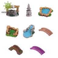 Miniature Pond Bridge Kit Figurines Miniature Craft Fairy Garden Gnome Moss Terrarium Gift DIY Ornament Garden Decor