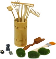 Zen Garden Rake Tool-โต๊ะการทำสมาธิ Rock Sand Garden Kits พร้อม Moss Rakes Brusher ช้อน Figurines Ho