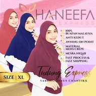 Tudung Sarung Labuh Instant Haneefa Express Tudong Berdagu Saiz XL Sarung Terus Chantik Black HITAM