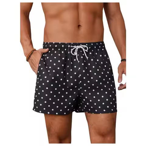 Striped & Polka Dot Graphic Swim Trunks For Men Casual 3D Printed Short Pants Summer Hawaii Surf Swi