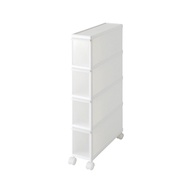 like-it日本製4層窄型抽屜儲物櫃附滑輪140W x 465D x 830Hmm FTS-4 - 白色