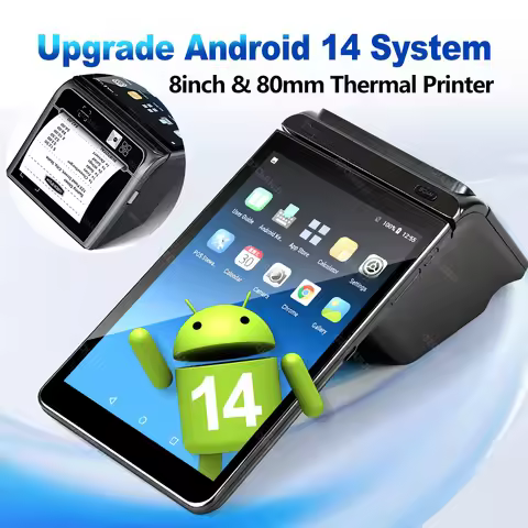 Android 14 Desktop 8 Inch Display POS Terminal Built-in 80*50mm Thermal Printer, or 1D 2D Scanner, N