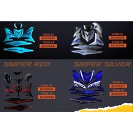 ( Y15 V1 / V2 ) ( SNIPER STICKER DESIGN ) MAGIC BOY BODY COVER SET COVERSET colour : silver blue / Y