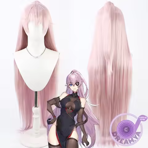 KMS Scharnhorst Cosplay Wig Azur Lane Pink Long Synthetic Hair Heat Resistant Halloween Role Play Pa