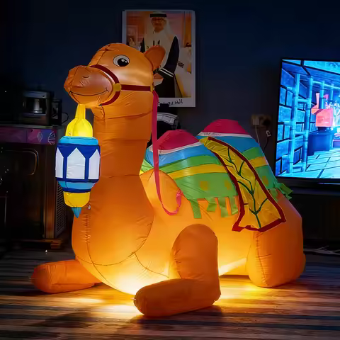 2026 EID Ramadan Decoration Inflatable Camel Outdoor Garden Sculpture Decoration LED Light Eid Mubar